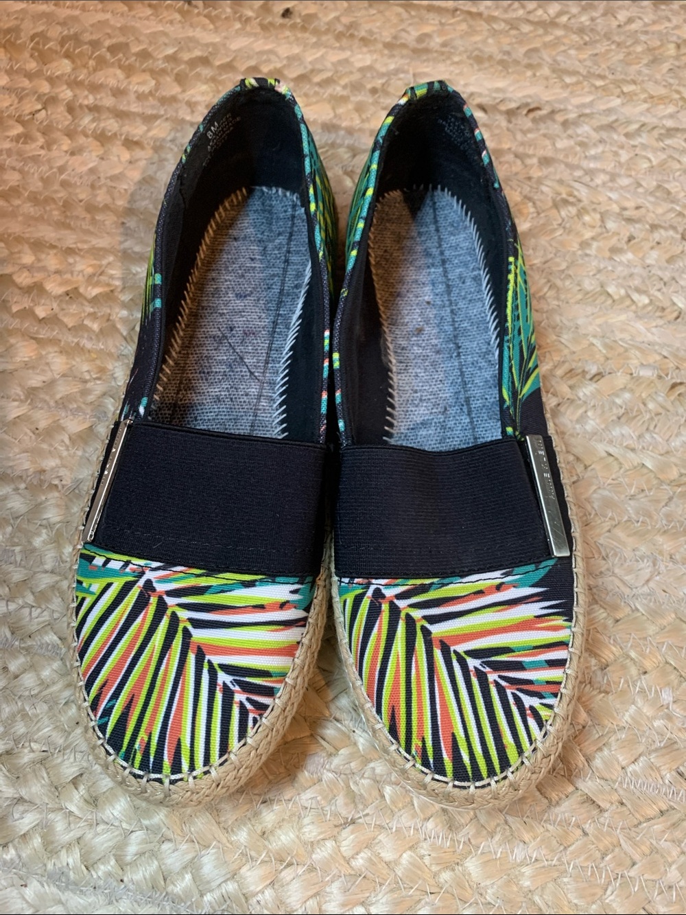 Anne Klein Zillya Tropical Print Slip-On Espadrilles - Black Multicolor